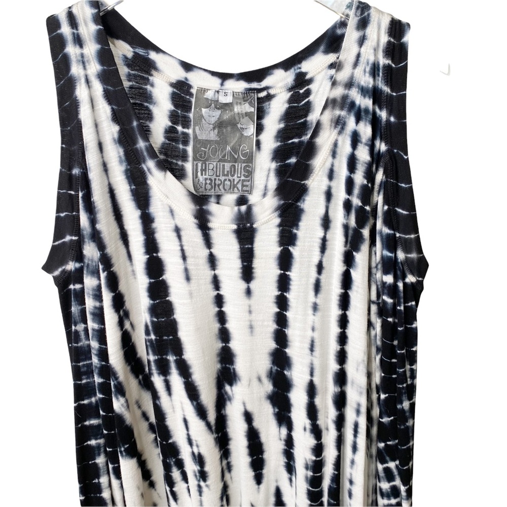 Young Fabulous & Broke Black White Tie Dye Cold Shoulder Long Sleeve Top Small - Picture 2 of 5